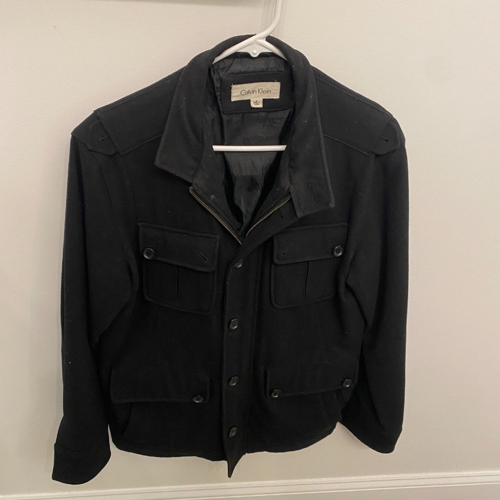 Calvin Klein Men’s Black Zip Up Military Jacket Size Small